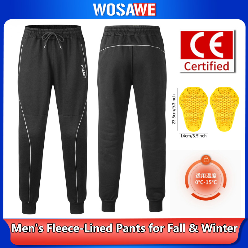 Cycling Gear Padding - WOSAWE Winter Motorcycle Pants Men Thermal