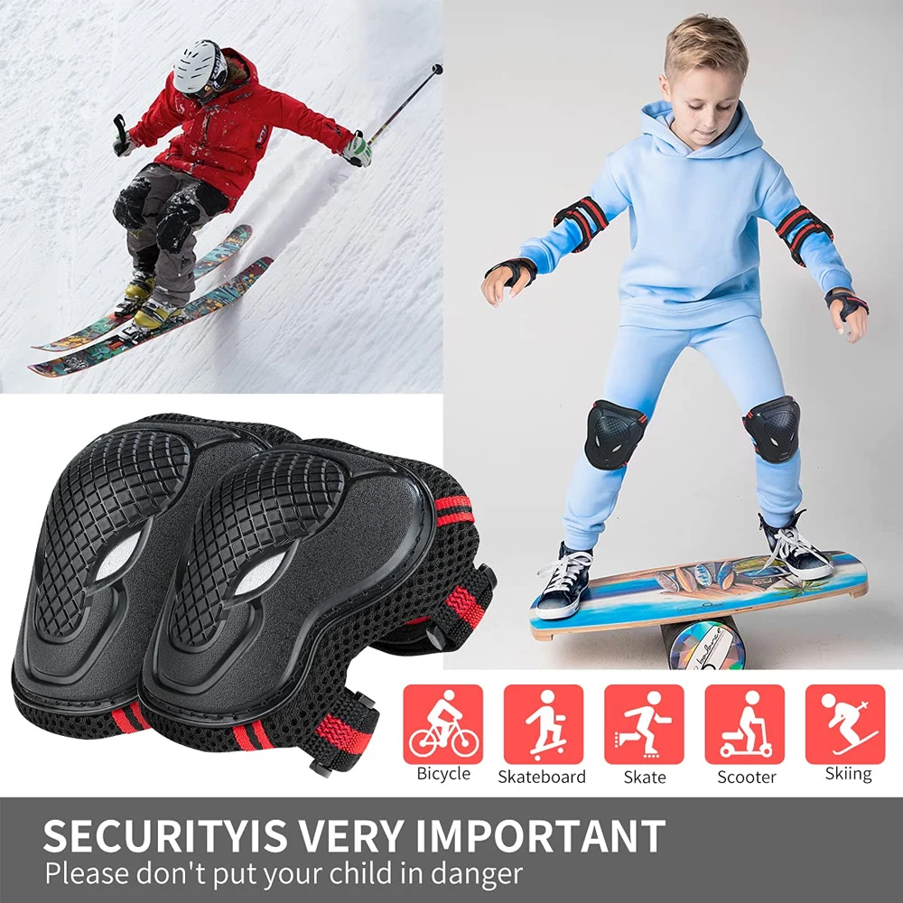 Youth Cycling Gear - 6PCS Youth/Kids Knee Pads Elbow Pads